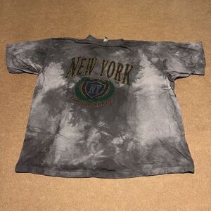 Vintage New York T‎ Shirt Adult S/M Gray Single Stitch Big Apple Faded Tie Dye